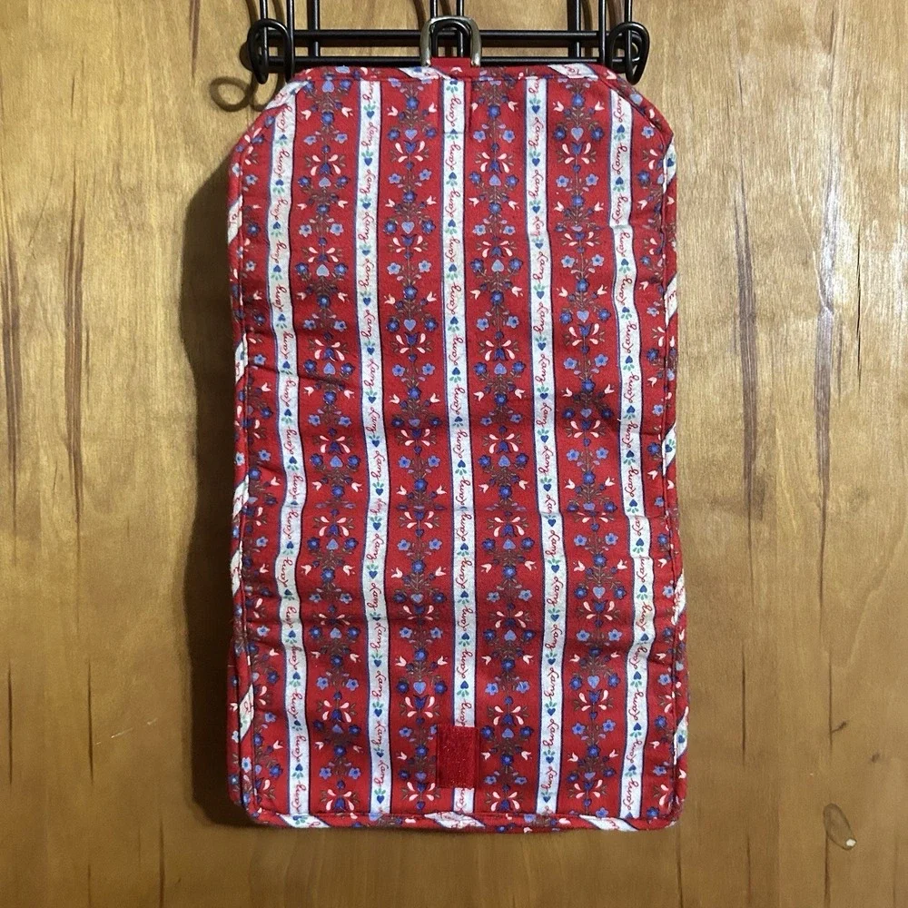 Vintage Lanz Cosmetic Toiletries Travel Bag Kit Floral Stripe Print